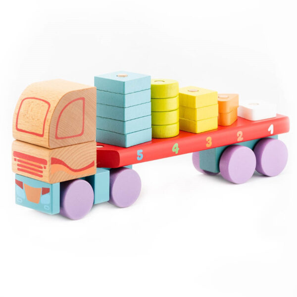 CAMION DE MADERA CON FIGURAS GEOMETRICAS