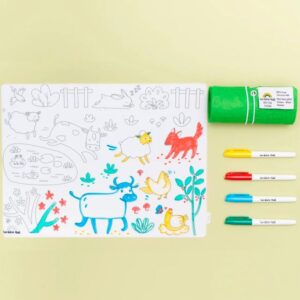 SCRIBBLE MAT VERDE - TAPETE DE SILICONA PARA COLOREAR GRANJA